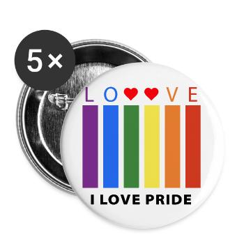 J’adore le T-shirt coloré Pride pour les événements LGBT - Lot de 5 grands badges (56 mm) - blanc - Devant