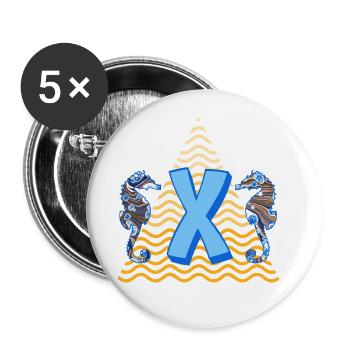 Hippocampe E 262 X - Lot de 5 grands badges (56 mm) - blanc - Devant