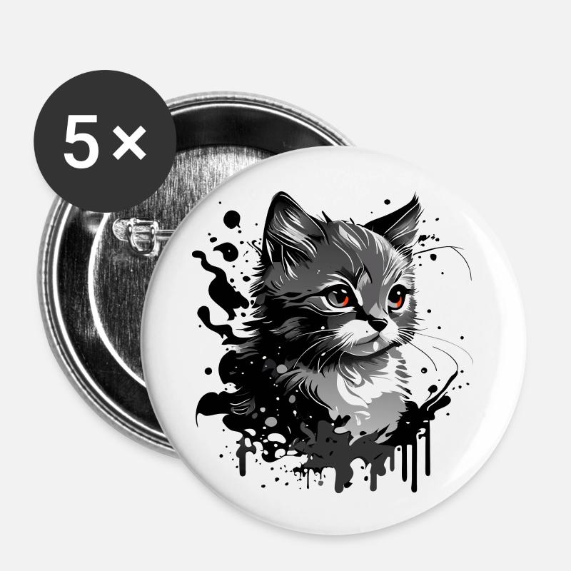 little kitten, young cat - Buttons large 2.2''/56 mm (5-pack) - white