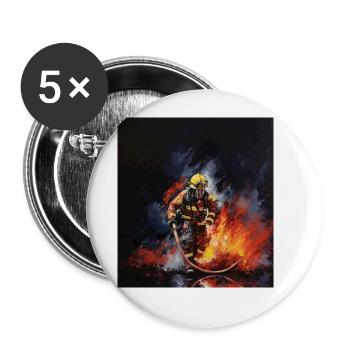 Un design de pompier héroïque pour de vrais héros - Lot de 5 grands badges (56 mm) - blanc - Devant