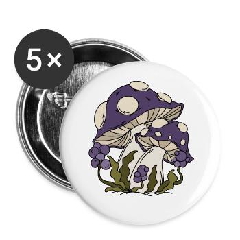 Pilze Pflanzen Pilzsammler - Buttons groß 56 mm (5er Pack) - Weiß - Vorne