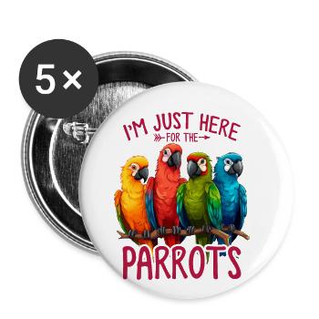 Parrot Quaker Parrot Parakeet Enthusiasts Birds - Buttons large 2.2''/56 mm (5-pack) - white - Front