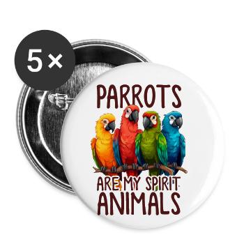 Quäker Papagei Mönch Sittich Lustiger Papageiengeist - Buttons groß 56 mm (5er Pack) - Weiß - Vorne