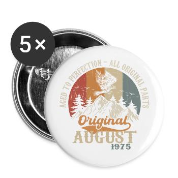 August 1975 Vintage Retro Geburtstag Geschenk 1975 - Buttons groß 56 mm (5er Pack) - Weiß - Vorne
