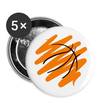 Abstraktes Basketball Design - Buttons groß 56 mm (5er Pack) - Weiß - Vorne