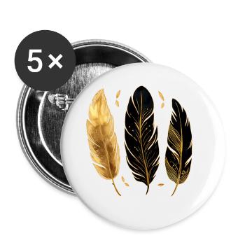 Golden Feathers - Buttons large 2.2''/56 mm (5-pack) - white - Front