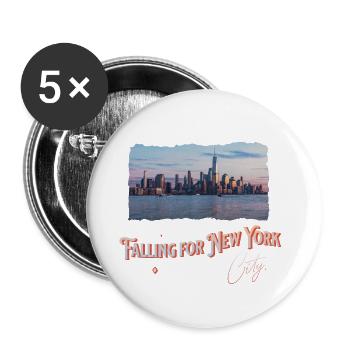 New York City Skyline Touriste NYC État Amoureux - Lot de 5 grands badges (56 mm) - blanc - Devant