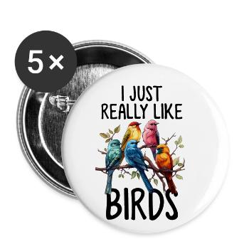 Observation des oiseaux Amoureux des oiseaux Drôle Oiseaux - Lot de 5 grands badges (56 mm) - blanc - Devant
