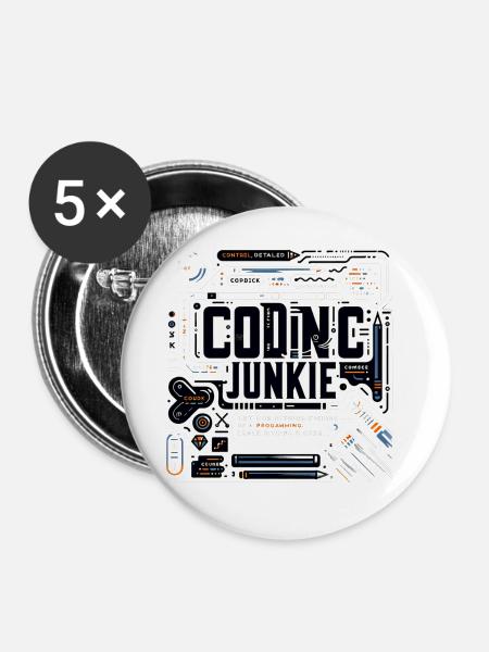 Coding Junkie 11 - Buttons groß 56 mm (5er Pack) - Weiß