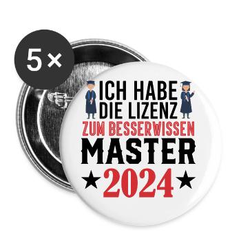 Master 2024 Masterabschluss Sponsion Graduation - Buttons groß 56 mm (5er Pack) - Weiß - Vorne