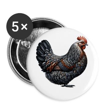 Lustiges Huhn Huhn Lustiges Bild - Buttons groß 56 mm (5er Pack) - Weiß - Vorne