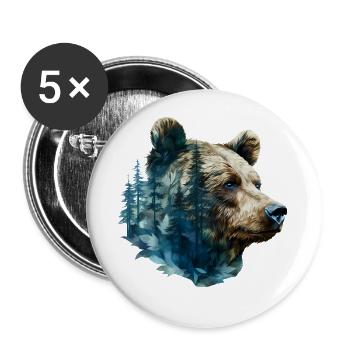 Bär - Buttons groß 56 mm (5er Pack) - Weiß - Vorne