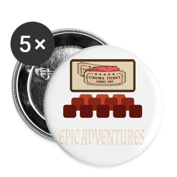 Film Movie Lovers Retro Vintage Classic Cinema TV - Buttons large 2.2''/56 mm (5-pack) - white - Front