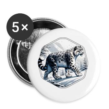 Léopard des neiges Léopard blanc Léopard - Lot de 5 grands badges (56 mm) - blanc - Devant
