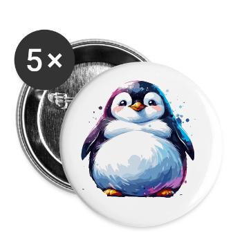 Gros Pingouins Pingouin Famille Mignon - Lot de 5 grands badges (56 mm) - blanc - Devant