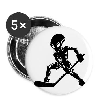 Alien Ice Hockey Player Silhouette Minimalist - Buttons large 2.2''/56 mm (5-pack) - white - Front