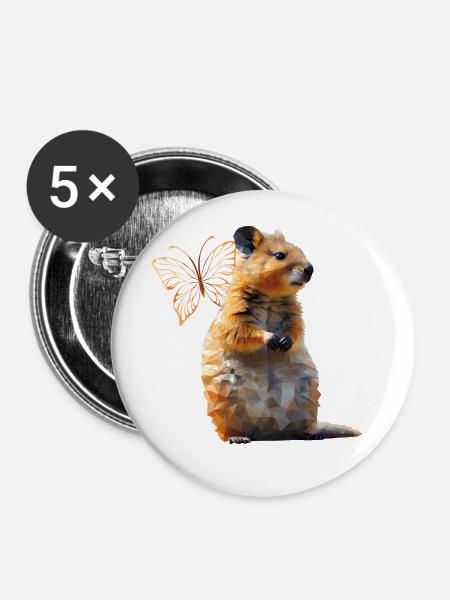 Quokka - Buttons groß 56 mm (5er Pack) - Weiß