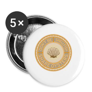 Shellfish Oyster Pearl Seafood Scallop Lover Food - Buttons large 2.2''/56 mm (5-pack) - white - Front