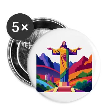 Christ Statue - Buttons groß 56 mm (5er Pack) - Weiß - Vorne