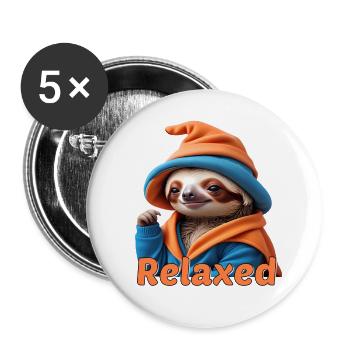 Sloth - Buttons large 2.2''/56 mm (5-pack) - white - Front