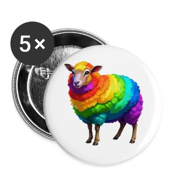 Sheep Pride - Buttons groß 56 mm (5er Pack) - Weiß - Vorne