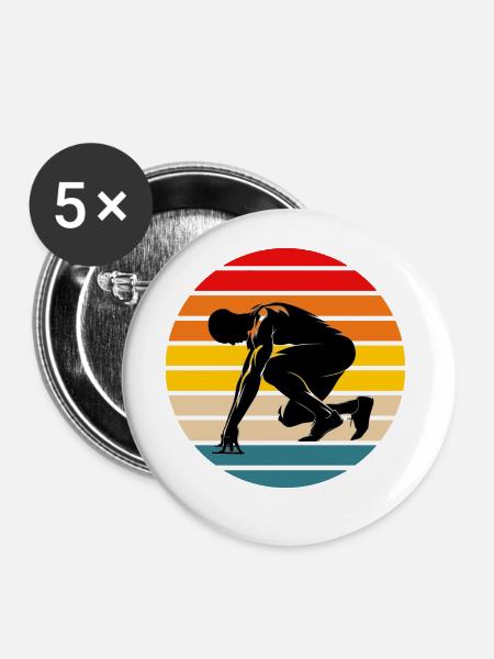 Sprinter Athlete - Buttons groß 56 mm (5er Pack) - Weiß