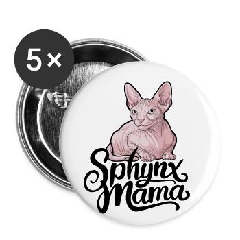 Chat Sphynx Drôle Kitty Mama Sans Poils, Sans Poils - Lot de 5 grands badges (56 mm) - blanc - Devant
