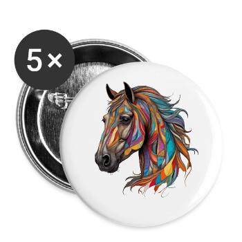 colorful Horse Horse Head Nuestern Horse Head - Buttons large 2.2''/56 mm (5-pack) - white - Front