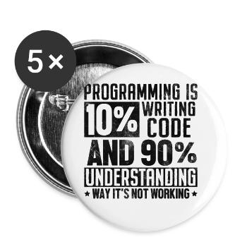 Funny Programming Coding Humor Developer Computer - Buttons large 2.2''/56 mm (5-pack) - white - Front