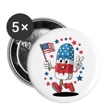 Eis am Stiel USA Amerikanische Flagge Patriot Frozen Dessert - Buttons groß 56 mm (5er Pack) - Weiß - Vorne