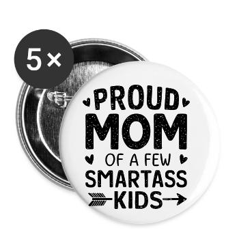 Stolze Mutter Von Ein Paar Klugscheißerkindern Lustig Schlau - Buttons groß 56 mm (5er Pack) - Weiß - Vorne