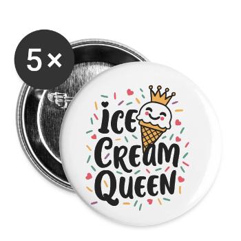 Frozen Cream Queen Popsicle Funny Gelato Sweet - Buttons large 2.2''/56 mm (5-pack) - white - Front