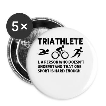 Lustiger Triathlet Definition Schwimmen Rad Laufen - Buttons groß 56 mm (5er Pack) - Weiß - Vorne
