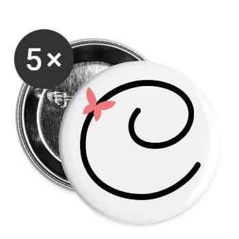 Lettre C Papillon Lettre - Lot de 5 grands badges (56 mm) - blanc - Devant
