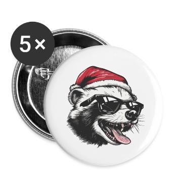 Skunk Noël drôle - Lot de 5 grands badges (56 mm) - blanc - Devant