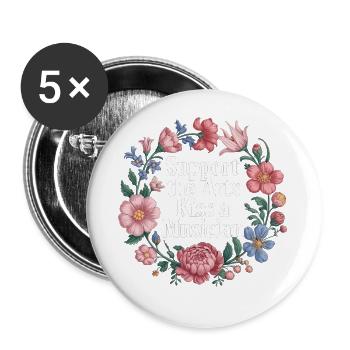 Support The Arts Kiss A Musician - Buttons groß 56 mm (5er Pack) - Weiß - Vorne