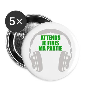 Moment, ich beende mein Gamer Gamer Videospiel - Buttons groß 56 mm (5er Pack) - Weiß - Vorne