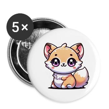 Super Cute Kawaii Baby Fox - Buttons groß 56 mm (5er Pack) - Weiß - Vorne