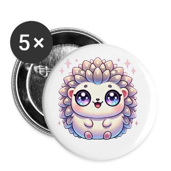 Super Cute Kawaii Baby Hedgehog - Buttons groß 56 mm (5er Pack) - Weiß - Vorne