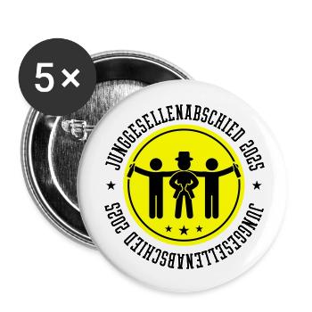 Junggesellenabschied 2025 Jga Team - Buttons groß 56 mm (5er Pack) - Weiß - Vorne
