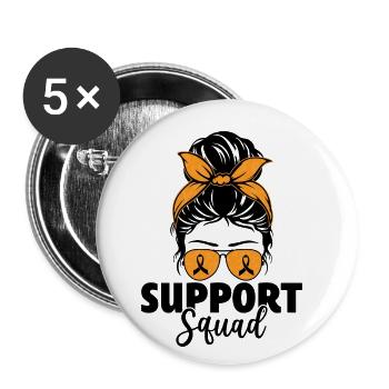 Support Squad Messy Bun Green Ribbon Niere - Buttons groß 56 mm (5er Pack) - Weiß - Vorne