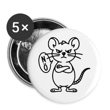 Maus Nö - Buttons groß 56 mm (5er Pack) - Weiß - Vorne