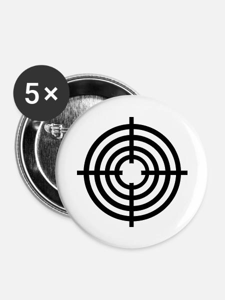 Fadenkreuz - Waffe - Buttons groß 56 mm (5er Pack) - Weiß