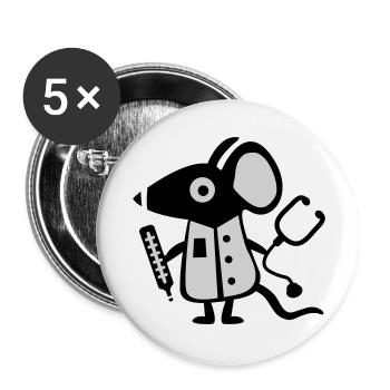 Souris médecin - Docteur - rat - Lot de 5 grands badges (56 mm) - blanc - Devant