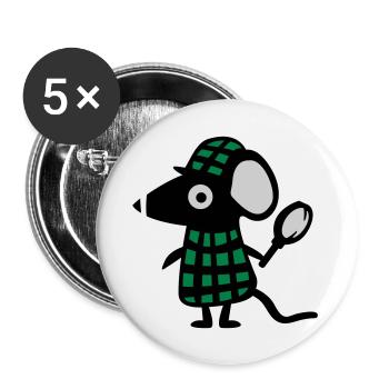 Détective Souris - Rat - Lot de 5 grands badges (56 mm) - blanc - Devant