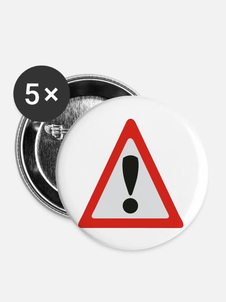 warning sign - Buttons groß 56 mm (5er Pack) - Weiß