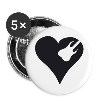 Rock Heart Black - Buttons groß 56 mm (5er Pack) - Weiß - Vorne