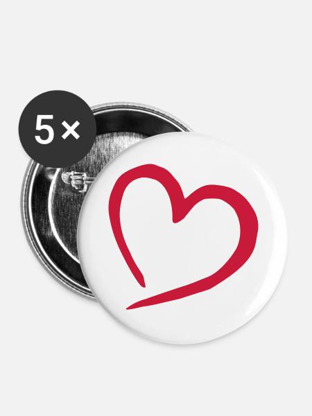 herz - Buttons groß 56 mm (5er Pack) - Weiß