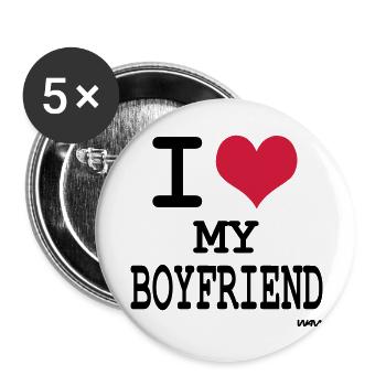 i love my boyfriend by wam - Buttons large 2.2''/56 mm (5-pack) - white - Front