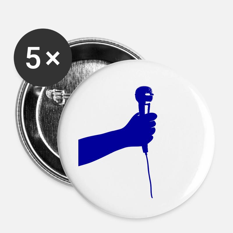 microphone (blue) - Buttons large 2.2''/56 mm (5-pack) - white